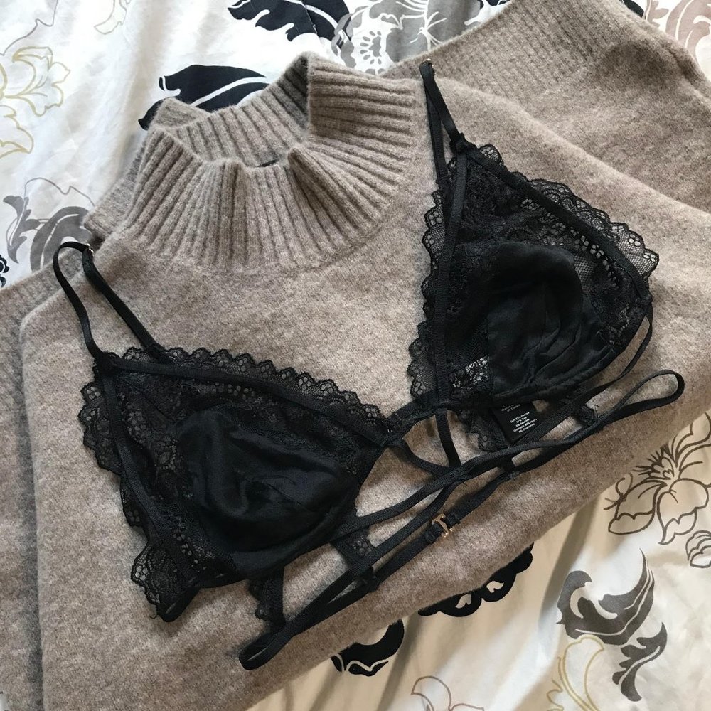 For Love & Lemons Karina Black Lace Strappy Bra